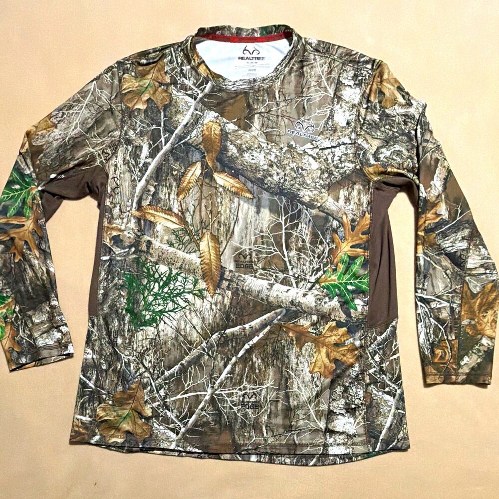 Realtree EDGE Scent Control XL Long Sleeve Multicolor Camo Shirt, Stretch